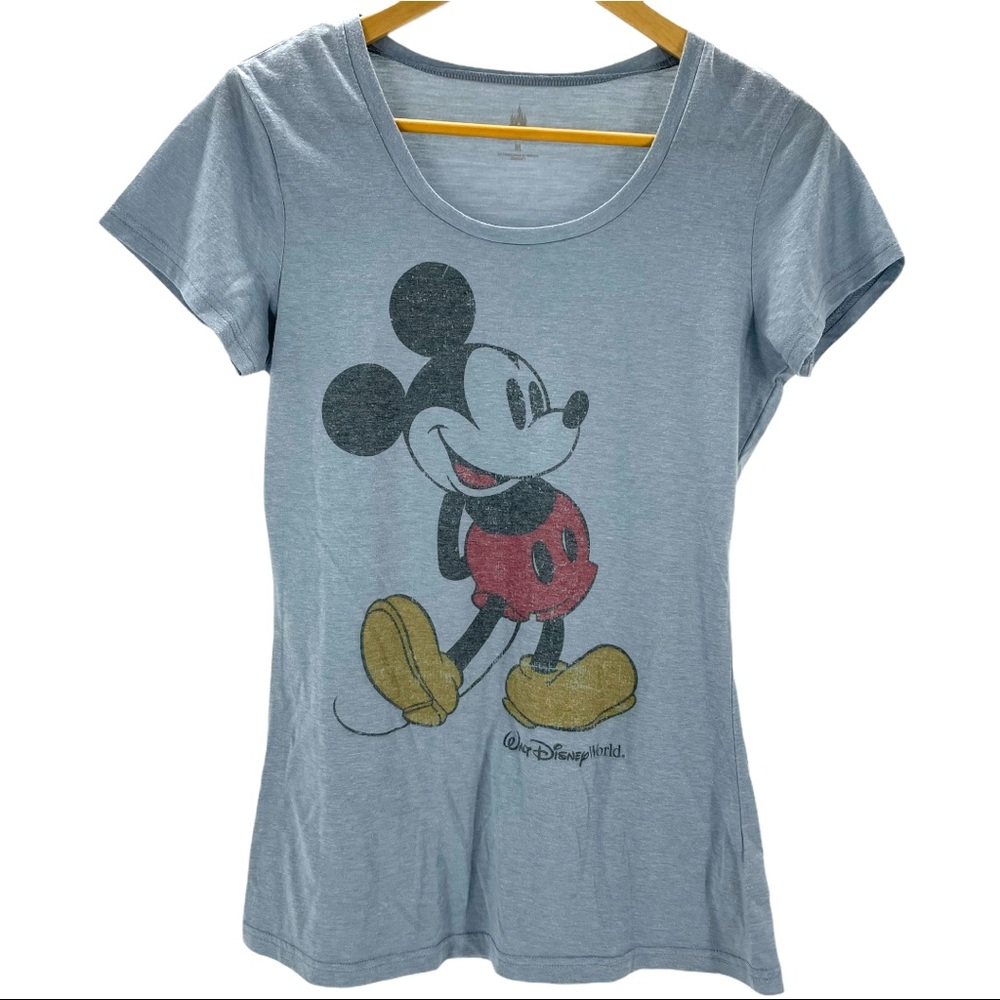 Disney Parks Mickey Mouse Blue Burn Out T-Shirt
